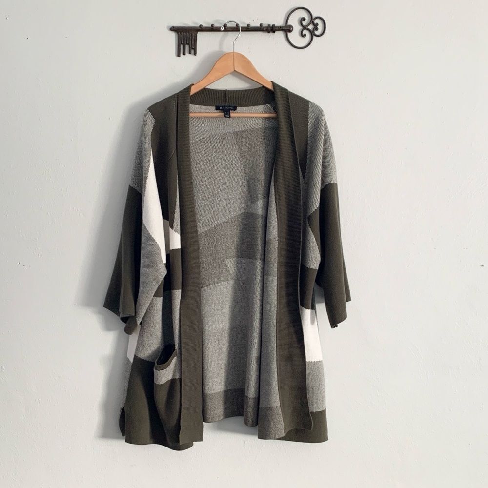H by Halston Olive and Gray Cardigan Womans XL